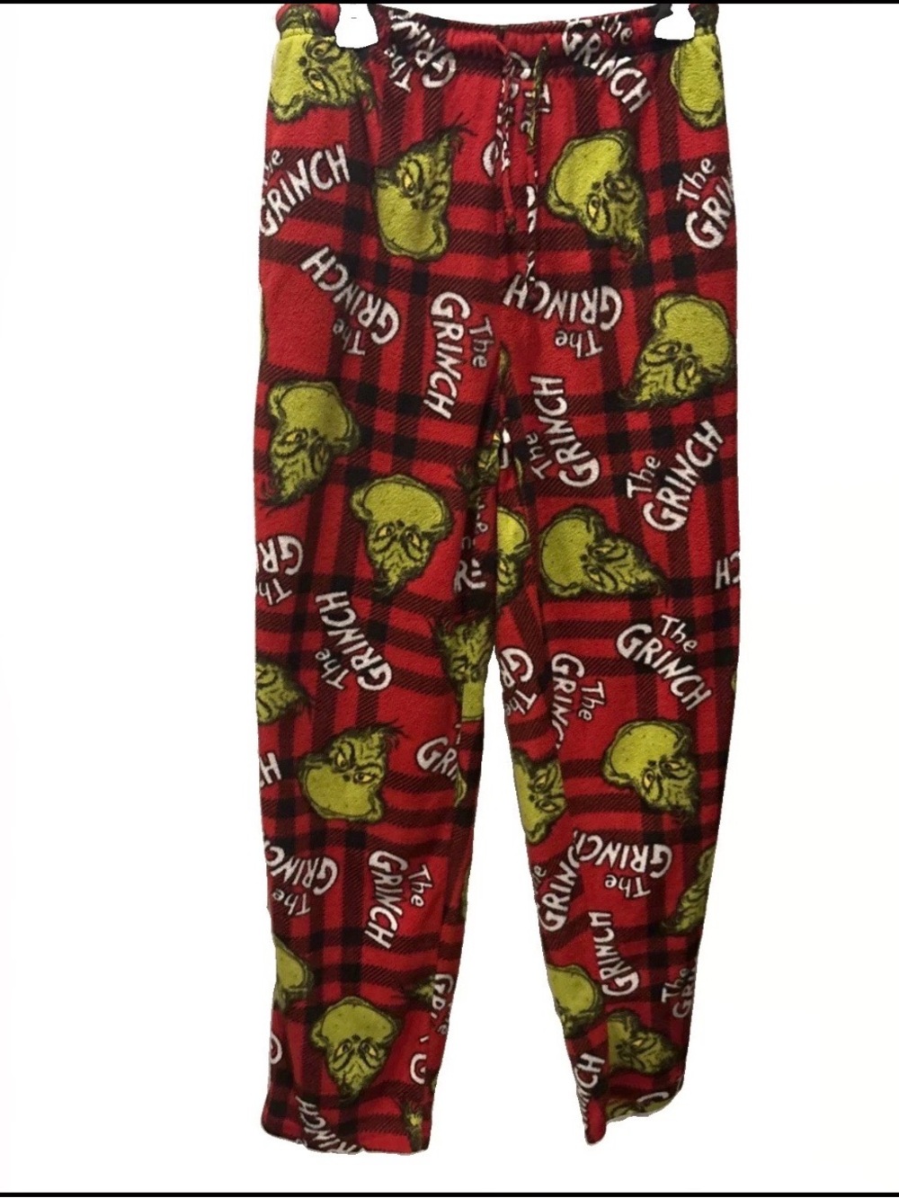 Dr. Seuss Red Plaid Grinch Fleece Pajama Pants